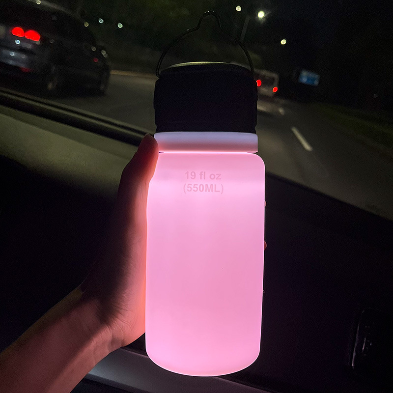 Outdoor LED zusammenklappbare Silikon-Sportflasche